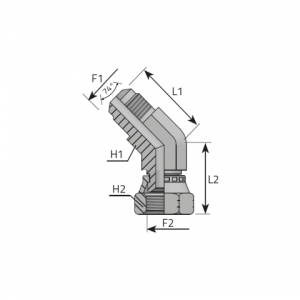 45° Adapter male JIC – swivel female JIC. (QMJ..FGJ)